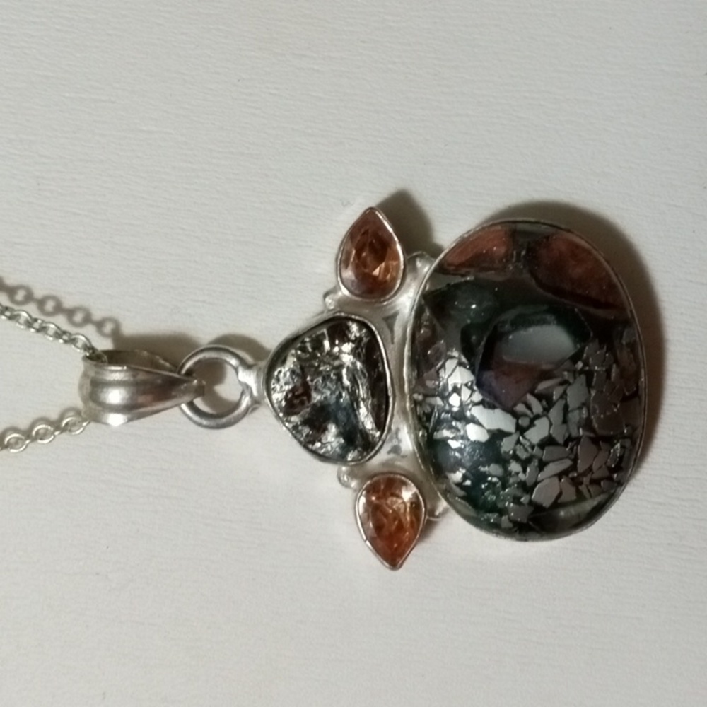 Pyrite Gold Topaz Opal Pendant